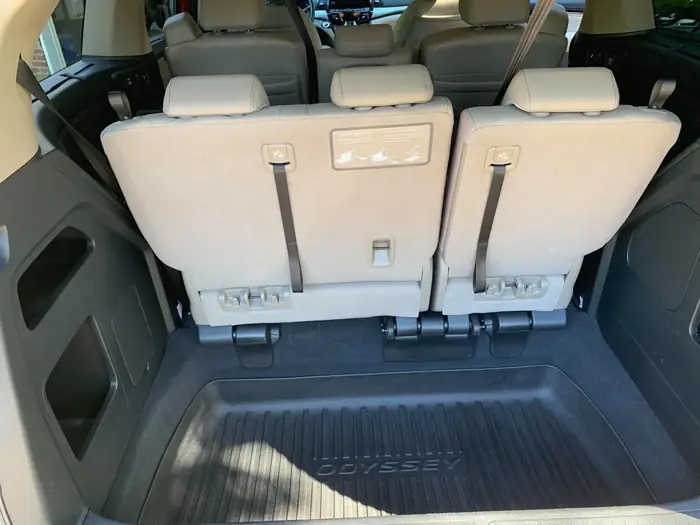 Honda Odyssey third row and cargo area vacuumed and wiped down